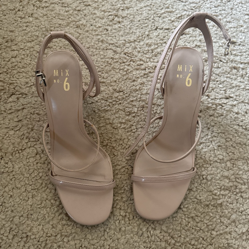 Mix No. 6 Blush Nude Strappy Ankle-Wrap Heels